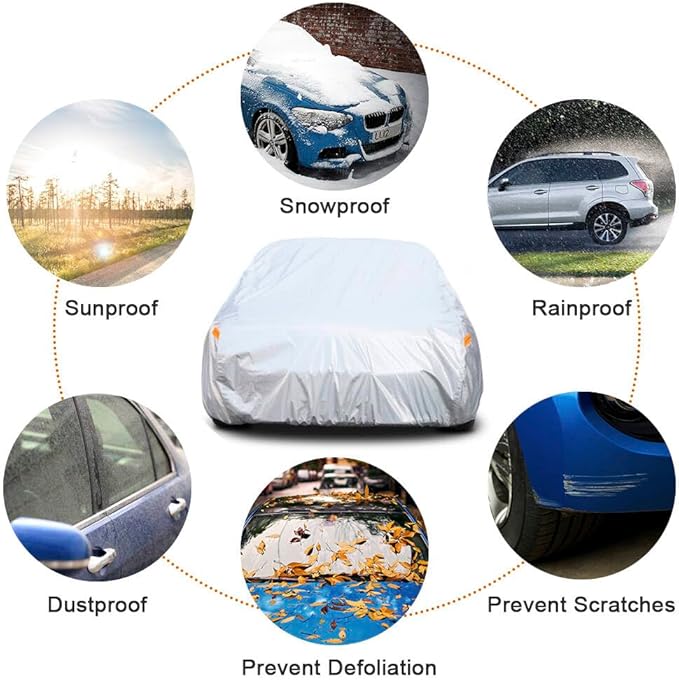 Kayme 6 Layers SUV Car Cover Custom Fit for BMW X7（2018-2025） Waterproof All Weather for Automobiles, Outdoor Full Cover Rain Sun UV Protection.Silver