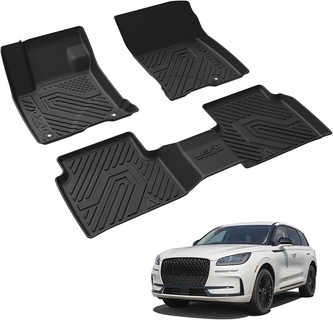 LASFIT All Weather Floor Mats for Lincoln Corsair 2020-2026 (Not for PHEV) | Custom Fit TPE Floor Liners for Lincoln Corsair Gas Models. Not Fit PHEV. Full Coverage Front and Rear Protection, Black