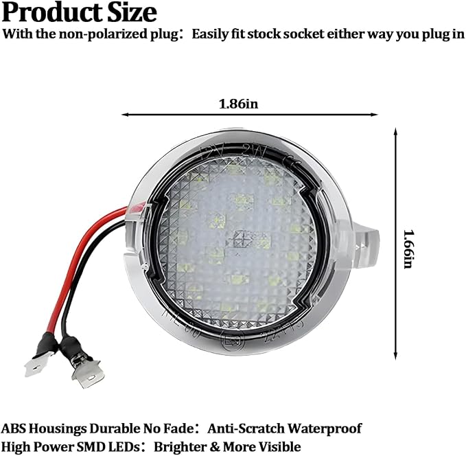 Osilly 2PCS Car LED Side Mirror Puddle Lights, Vehicle Puddle Lamp Indicator, Automotive Mirror Signal LED Lamps Replacement Accessories, Compatible with Explorer Edge Mondeo (White)