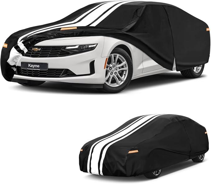 Kayme Heavy Duty Car Cover Custom Fit for Chevrolet Chevy Camaro ZL1 SS Z28 LT LE LS (1966-2024), Outdoor Full Exterior Cover with Tape and Towel, Rain Snow Sun UV Protection.