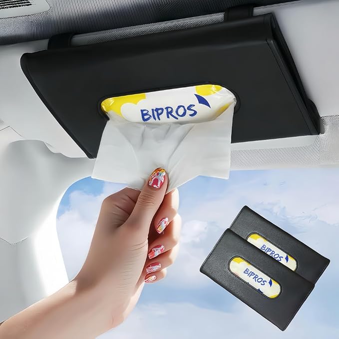 Car Tissue Holder for Visor with Lotion Facial Tissues 2 Pack | for Allergy Season & Sensitive Skin,Slim Visor Tissue Holder,Easy-Access Car Napkin Holder for Parents,Commuters & Road Trips