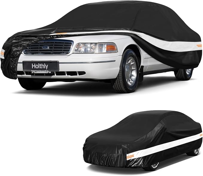 10 Layers Sedan Car Cover Custom Fit for Ford Crown Victoria (1991-2010), Waterproof All Weather for Automobiles, Outdoor Full Cover Sun Dust Rain Protection with Cotton. Black