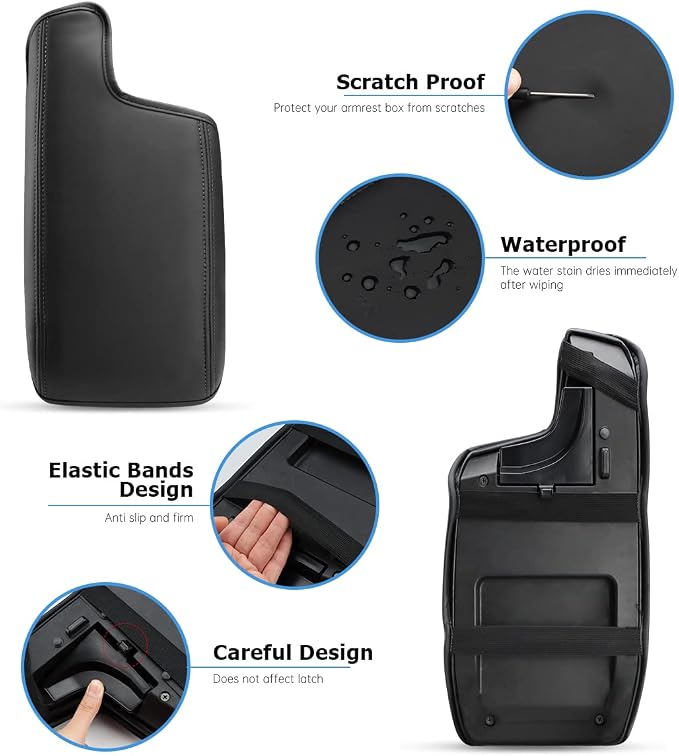INTGET Car Center Console Armrest Cover for 2021 2022 2023 Subaru Crosstrek 2018 2019 2020/Impreza Accessories 2017-2023 Leather Arm Rest Box Lid Middle Console Cover Seat Protector (Black Stitches)