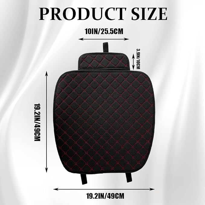Leather Front Car Seat Cover, Anti-Slip Car Seat Bottom Covers, Full Wrapped Bottom Seat Protectors with Storage Pocket, Universal Comfortable Seat Cushion Fit Vehicles SUVs Trucks (K2-Black Red)