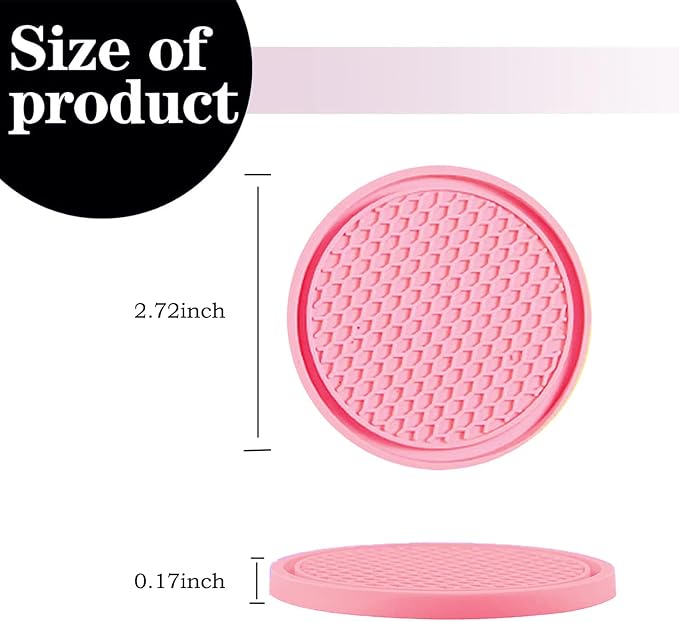 4 PCS Car Cup Holder Inserts, Anti Slip PVC Honeycomb Waterproof Fixed Tea Coasters, Universal for Vehicle Interior Cup Mats (Pink)