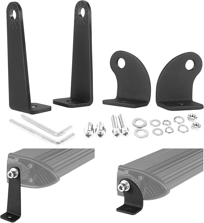 2 Pack Light Bar Mounting Brackets, SWATOW INDUSTRIES Universal LED Light Bar Mounts for Single Row Straight/Curved Lights Bracket Side-Mounted L-Shape for Truck Pickup Wrangler ATV UTV
