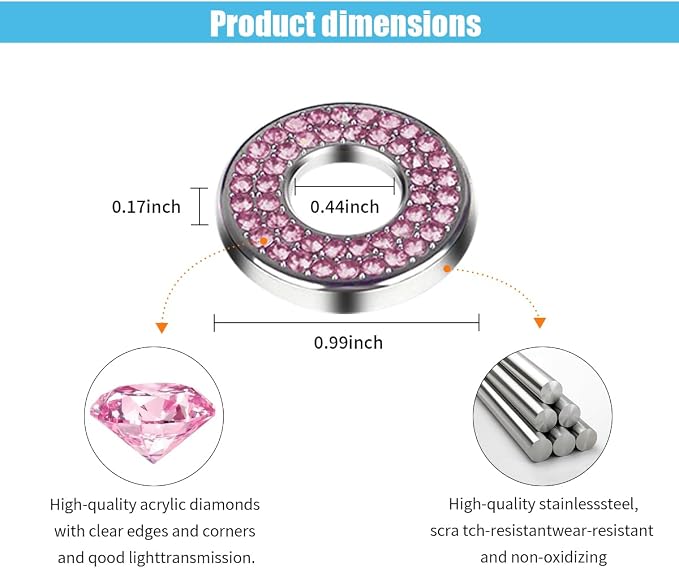 JOYCOURT 4Pack Bling Car Inner Door Lock Pull Stickers, Pink | Rhinestone Bling Car Pull Rod Bolt Decoration Cover Interior Car Accessories, for Mercedes-Benz A/B/C/E Class GLC GLA GLK GLA