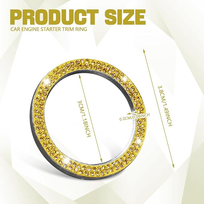 Bling Car Crystal Rhinestone Ring Emblem Sticker, Push to Start Button Cover/Sticker, Key Ignition Starter & Knob Ring, Car Interior Decoration Bling Car Accessories for Women