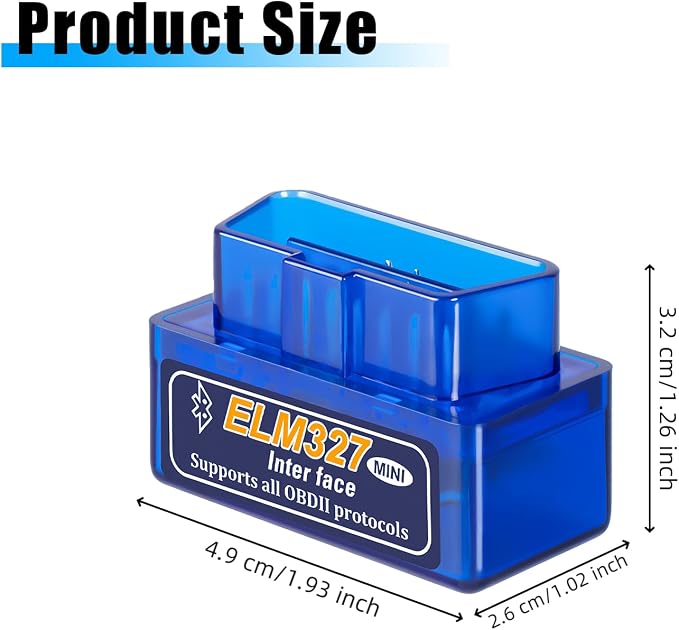 OBD2 Scanner Bluetooth, Universal ELM327 OBDII Diagnostic Scan Tool Car Code Reader, Obd2 Scanner Diagnostic Tool, Car Auto Engine Fault Code Reader for Android Windows