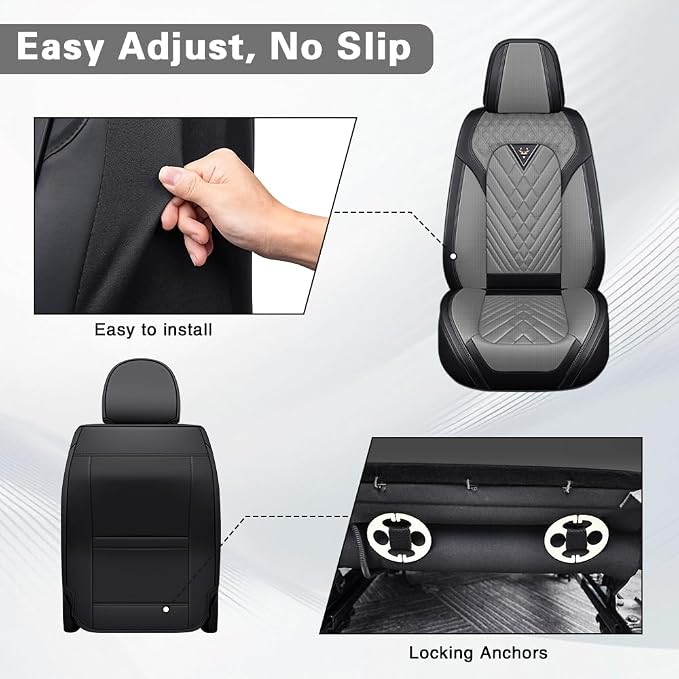 Fit for Toyota GR86 Seat Covers 2022-2026,Premium Leather, 360° Full Protection, Thick Padding & Memory Foam, Waterproof & Stain-Resistant Car Seat Cover Front Set (2 Seat,Black&Gray)