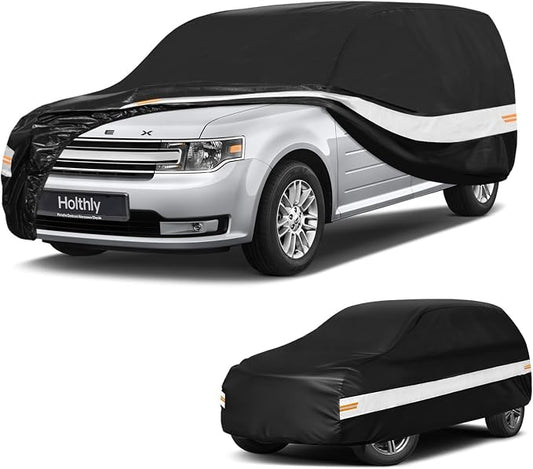 10 Layers Mini Van Car Cover Custom Fit for Ford Flex (2008-2019), Waterproof All Weather for Automobiles, Outdoor Full Cover Sun Dust Rain Protection with Cotton. Black