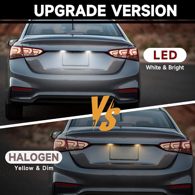 LED License Plate Lights for 2011-2018 Hyun'dai Elan'tra Accent | Elan'tra Coupe 2009-2018 Kia Forte Full LED Number Plate Lamp Assembly Error Free Led Rear Tag Lights OEM