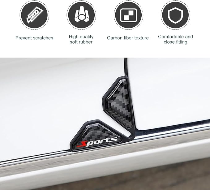 2PCS Car Door Corner Guards, Carbon Fiber Car Door Edge Protector, Anti-Collision Anti-Scratch Soft Plastic Doors Corner Protective Cover, Universal for Most Vehicle, Car, Truck (Black-Sport)