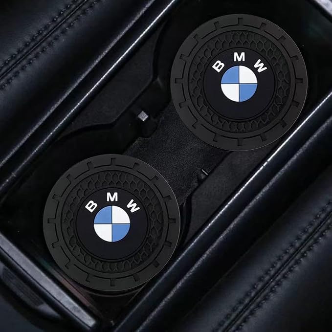 BMW Car Cup Holder Coaster Universal Non-Slip Insert Coaster Car Interior Accessories, Black, 2PCS, Silicone