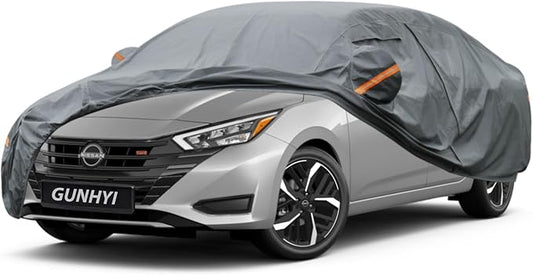 GUNHYI Premium Car Cover Custom Fit Nissan Versa, 16 Layers Heavy Duty Car Cover Waterproof All Weather with Zipper Door for Sun Rain Snow Dust Uv Protection