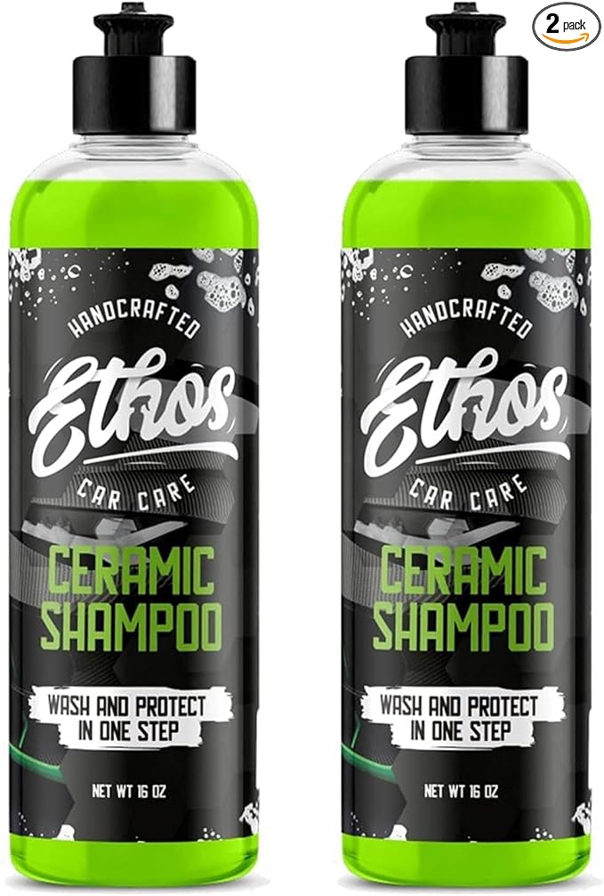 Ceramic Car Shampoo - Slick Car Wash Soap for Ceramic Coatings - pH-Balanced Car Wash Shampoo - Adds Hydrophobic Protection | Enhances Coatings, Waxes or Sealants | Incredible Shine (16oz - 2 Pack)