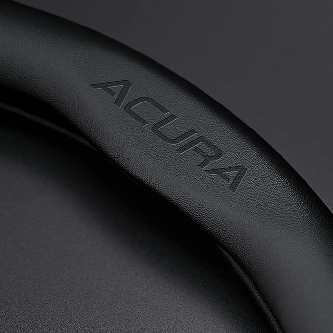 Steering Wheel Cover Compatible with Acura, Nappa Leather&Carbon Fiber Texture Steering Wheel Cover, 14.5-15 Inch Diameter with 2 Coasters and USB Fast Charging Cable (Black)