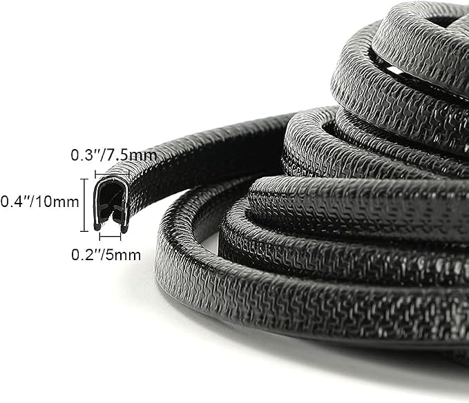 Winunite 16.4ft (5m) Car Door Edge Guards Black – Rubber, No Glue, U-Shaped, Built-in Metal Clips, Fits Most Vehicles, Fade-Resistant, Scratch- and Chip-Resistant – Reduces Dings in Parking Lots