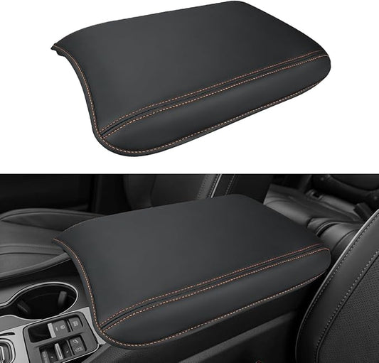 INTGET Center Console Cover for Honda Pilot Accessories 2023 2024 2025 2026,Ridgeline/Passport 2024-2026 Leather Car Armrest Arm Rest Box Lid Middle Seat Protector (Orange Stitches with pad, 2023+)