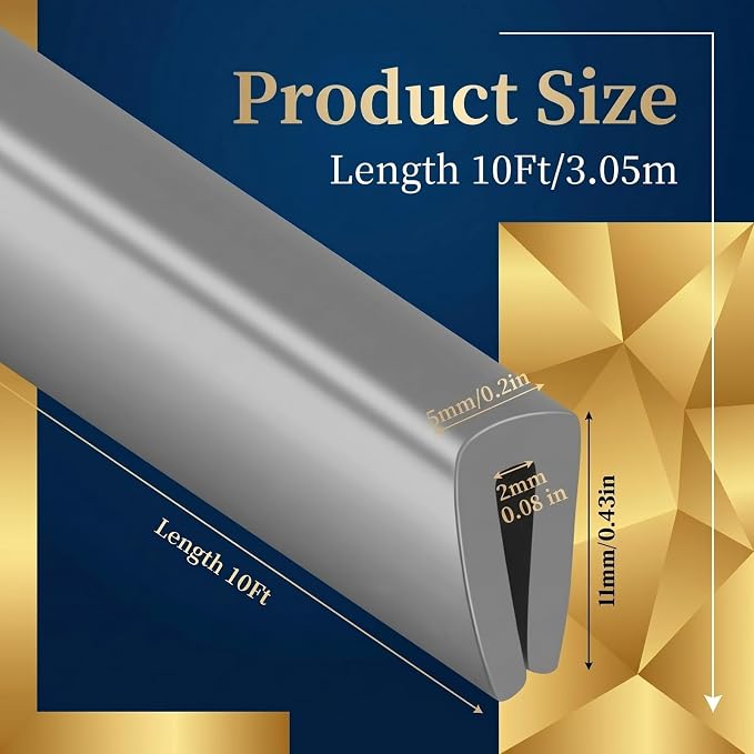 Kingdder Rubber Edge Trim 1/8" U Channel Sheet Metal Edge Protector Door Seal Strip Guard Weather Resistance Fits for Car Doors Steel Plates Glass Hatches Table Corners (10 Feet Long, Grey)
