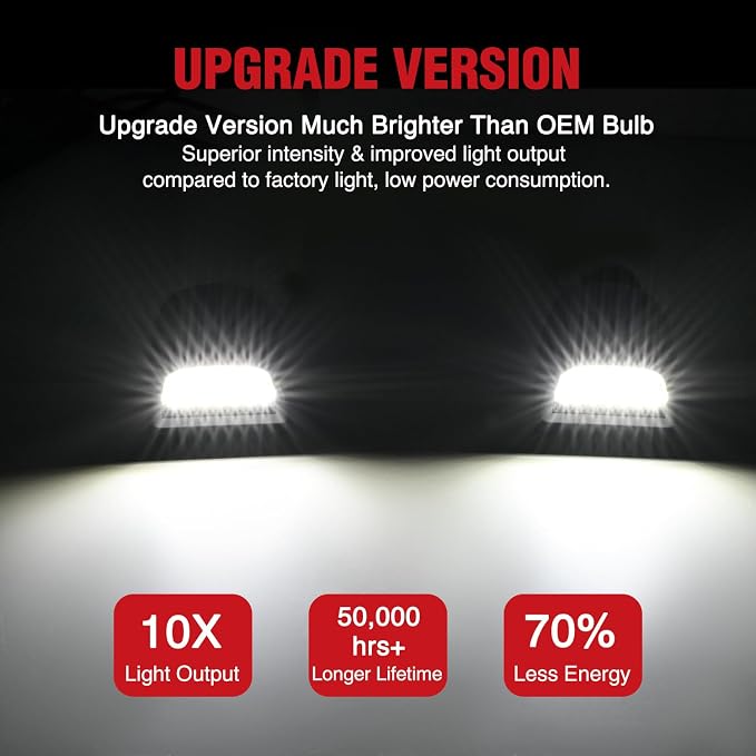 Nilight License Plate Lights Compatible with 1999-2001 2002 2003 2004 2005 2006 2007 2008 2009 2010 2011 2012 2013 Chevy Silverado 1500 2500 3500 GMC Sierra Black housing 6000K White 2PCS Pack