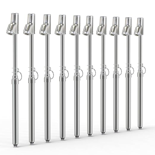 MEANLIN MEASURE Silver Double Straight Type Tire Pressure Gauge，Dual Head Air Pressure Gauge 10Pcs，Pressure Range 10-150 Psi(Suitable for Trucks, etc.