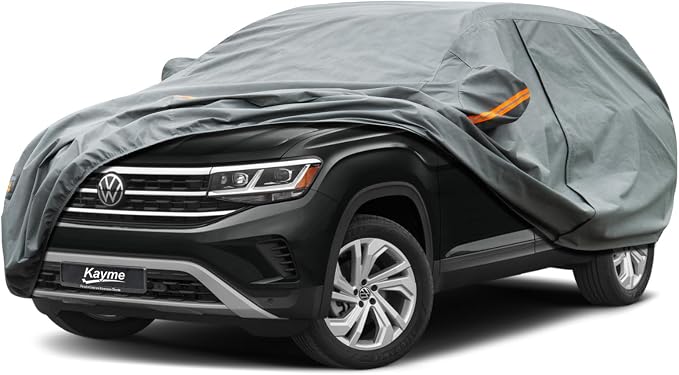 Kayme Heavy Duty SUV Car Cover Custom Fit Volkswagen Atlas Waterproof All Weather for Automobiles, Full Exterior Covers Sun Rain UV Protection.（Deliver About 3-10 Days）