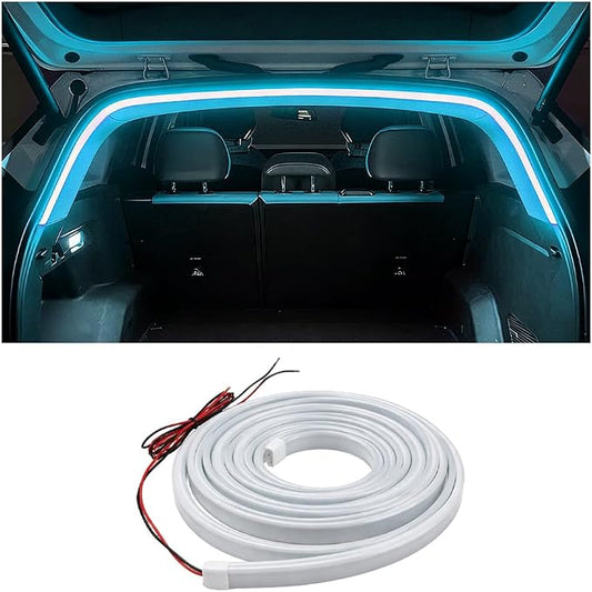 Car Trunk LED Light Strip, 157.5" Flexible Embedded Silicone Vehicle Interior Cargo Area Ambient Lighting, Automotive Trunk LED Light Strip Decor, Universal for SUV Van Truck (Ice Blue)