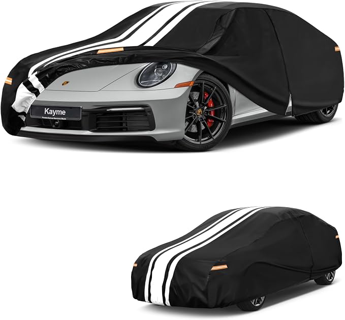 Kayme Porsche 911 Car Cover Waterproof All Weather, Custom Fit for Porsche 911 991 992 996 997 Carrera Targa (1997-2026) with Tape/Towel, Outdoor Full Exterior Cover Rain Snow Sun UV Protection.
