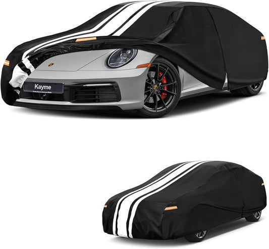 Kayme Porsche 911 Car Cover Waterproof All Weather, Custom Fit for Porsche 911 991 992 996 997 Carrera Targa (1997-2026) with Tape/Towel, Outdoor Full Exterior Cover Rain Snow Sun UV Protection.
