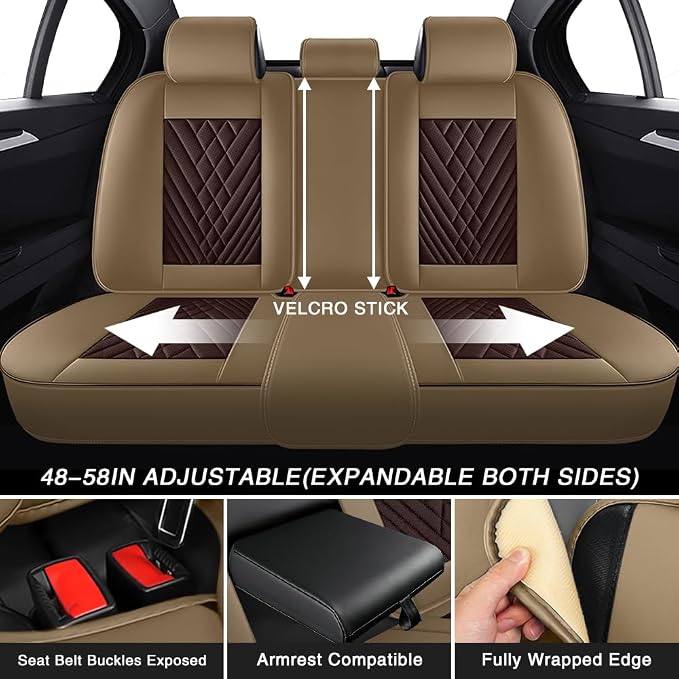 Fit for Toyota RAV4 Seat Covers 2001-2026,Premium Leather, 360° Full Protection, Thick Padding & Memory Foam, Waterproof & Stain-Resistant Car Seat Cover (5 Seat,Brown&Beige)