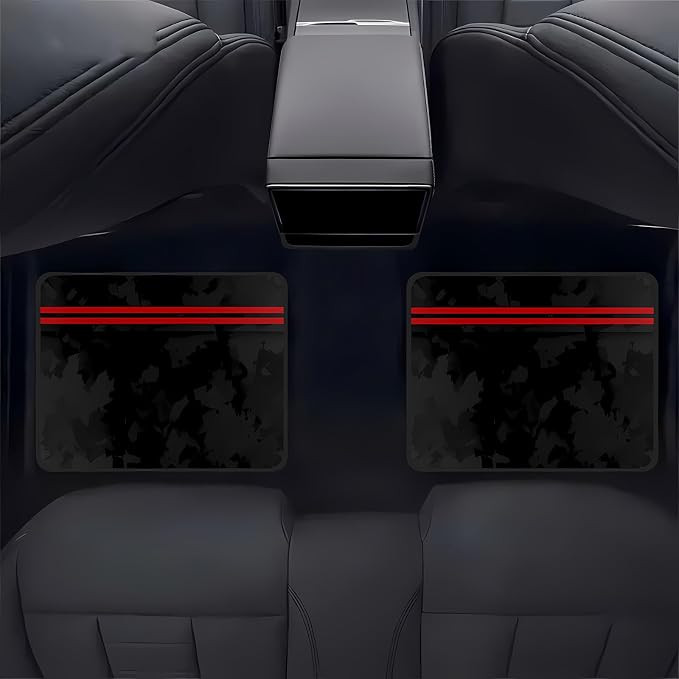 Universal Fit Car Floor Mats Set of 4Pcs, Red Background Black Bars All-Weather Front Rear Car Carpet Mats, Non-Slip Car Floor Mat Car Accessories for Automotive Trucks SUV Sedans Vans