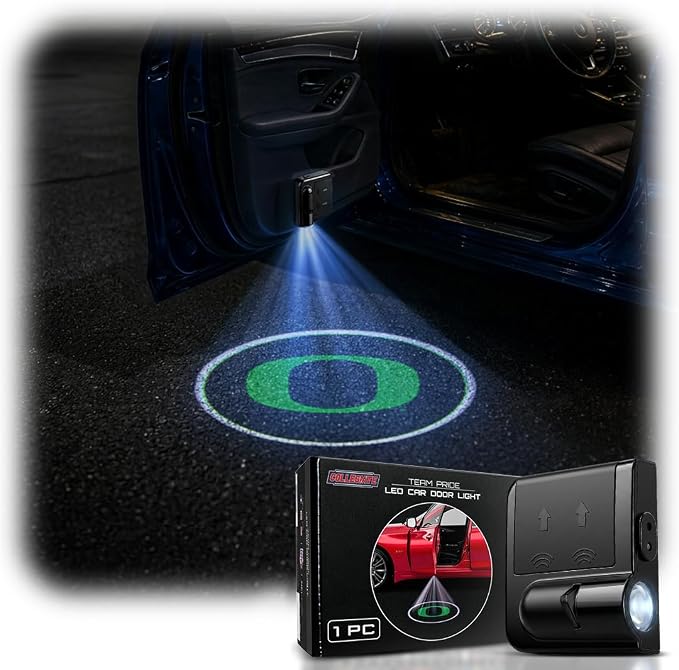 Sporticulture American Football Oregon Ducks Car Door Lights Logo Shadow Display - Officially Licensed NCAA Car Accessories - Show Your Team Pride - Battery Powered, Universal Fit