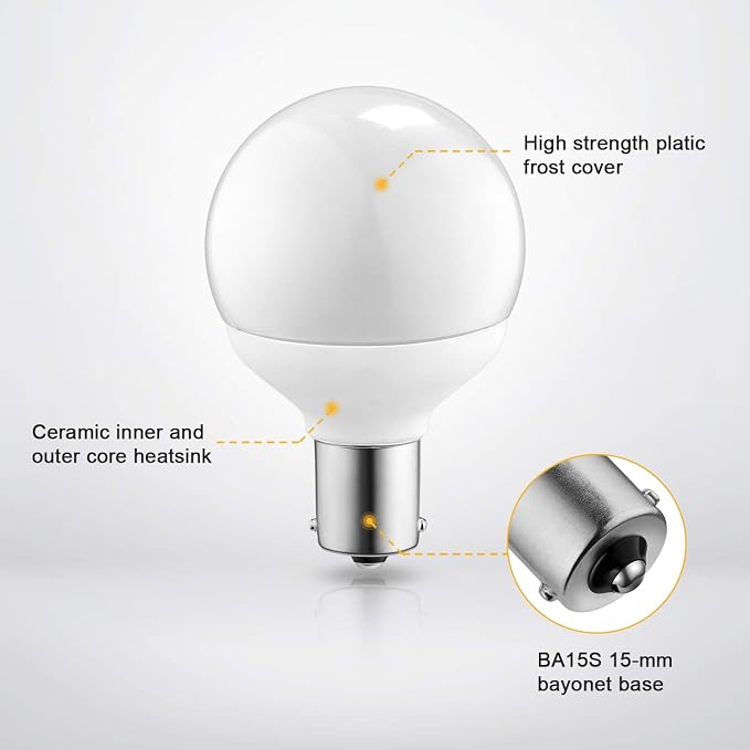 Kohree 12 Volt RV Led Light Bulbs BA15s 20-99/1141/1156 12V Vanity Replacement Bulbs for 5th Wheel Camper Trailer Motorhomes Marine Boat Interior Light Bulb (Pack of 3, 4000K Natural White)