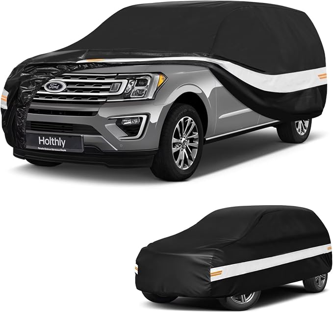10 Layers SUV Car Cover Custom Fit for Ford Expedition Max (2017-2026), Waterproof All Weather for Automobiles, Outdoor Full Cover Sun Dust Rain Protection with Cotton. Black