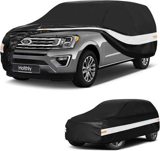 10 Layers SUV Car Cover Custom Fit for Ford Expedition Max (2017-2026), Waterproof All Weather for Automobiles, Outdoor Full Cover Sun Dust Rain Protection with Cotton. Black