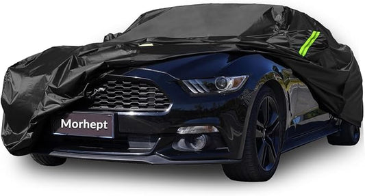 Car Cover Custom Fit for Ford Mustang 2005-2026, Waterproof All Weather GT Cover Outdoor Dustproof Shelby Coupe Cover with Door Zipper Black