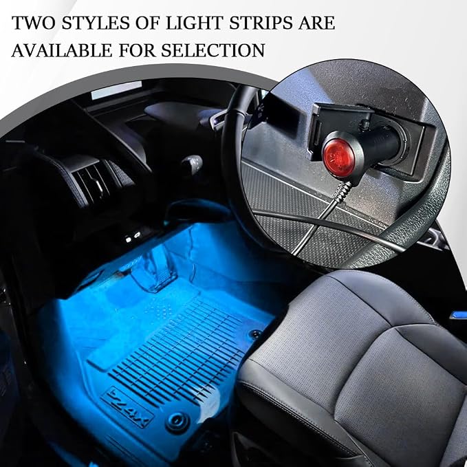Car LED Strip Light, Car Interior Light, 12V 24 LED Under Dash Atmosphere Lights with Cigarette Lighter Port, Auto Atmosphere Under Dash Lighting Kit for Vehicles (Ice Blue, Cigarette Lighter)