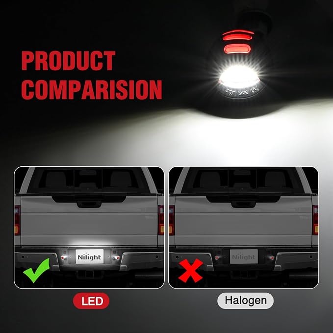 Nilight License Plate Lights Compatible with 1990-2003 2004 2005-2008 2009 2010 2011 2012 2013 2014 Ford F150 1999-2016 F250 F350 F450 F550 Super Duty with Red OLED Neon Tube 6000K White 2PCS Pack