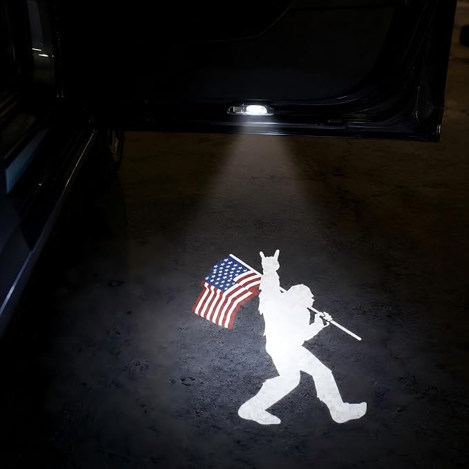 2PCS Car Door Light Logo Projector Wireless Car Door Projector Universal Fit for Most Cars/Trucks/SUVs Car Accessories (Light-Sasquatch Flag)
