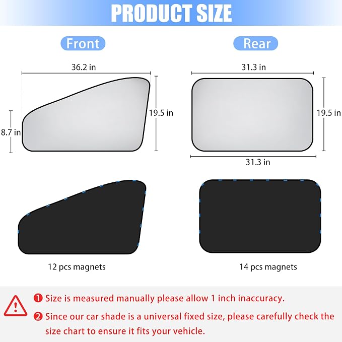 ZATOOTO Side Window Sunshade for Protecting Privacy,Magnetic Universal Fit | Black Side for Heat Absorption & Privacy,Silver Side for Sun Reflection & Cooling,Magnetic Quick & Effortless Installation