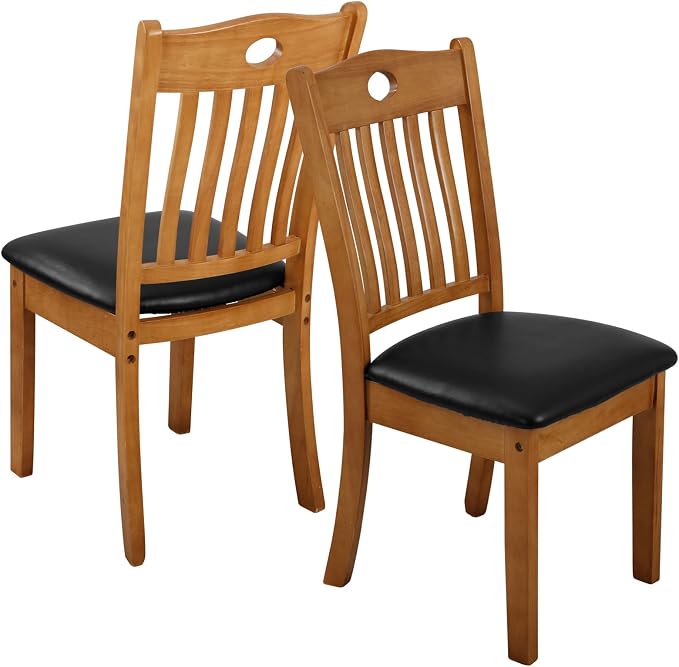 Fuloon Dining Chair Seat Covers 4 PCS, Solid Pu Leather Waterproof Seat Cushion Cover Oilproof Stretch Dining Chair Protctor Slipcover (Pu Dark Black)
