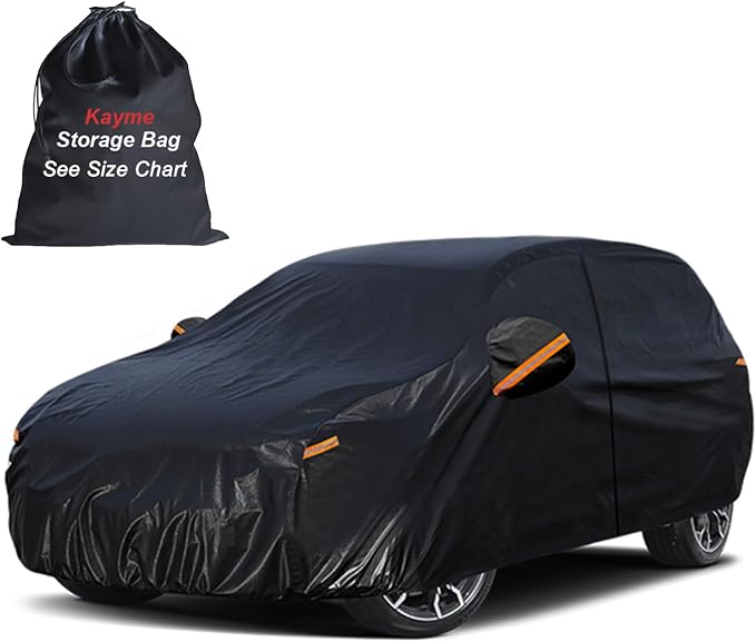 Kayme 10 Layers Hatchback Car Cover Waterproof All Weather [See Vehicle Size Chart for Accurate Fit] Heavy Duty Full Exterior Cover Outdoor Sun Rain Snow Wind UV Protection. Size H3 (See Size Chart)