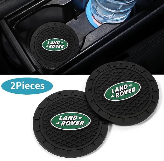 2PCS Car Cup Holder Coasters,Non-Slip Car Coasters for Drink Holder Compatible with Land Rover Discovery Range Rover Sport Defender Land,Vehicle Inner Accessories for Cup Insert Mat,Silicone