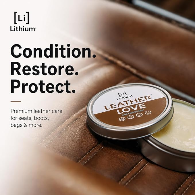 Lithium Leather Love Car Leather Cleaner and Conditioner - Deep Hydrating All Natural Premium Care For Car Interior that Restores, Rehydrates and Protects (8oz)