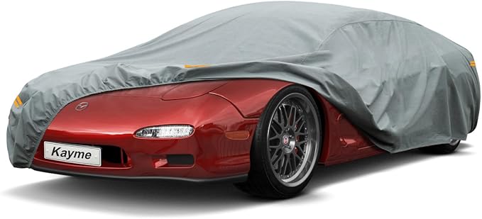 Kayme Heavy Duty Car Cover Custom Fit Mazda RX-7 RX7 RX-8 RX8 (1979-2012) Waterproof All Weather for Automobiles, Full Exterior Covers Sun Rain UV Protection.