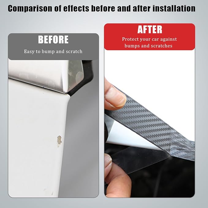 Car Door Edge Trim,Universal Door Sill Protector,Carbon Fiber Front/Rear Bumper Guard,Automotive Scratch Cover Strip Sticker,Car Exterior Accessories for Most Cars(1.97" x33FT,Carbon Fiber)