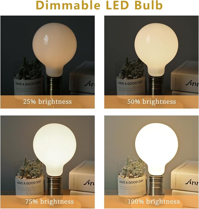 2 Pack G30 Globe LED Light Bulbs, 5.5W Dimmable 50 Watt Equivalent LED Edison Bulbs, Neutral White 4000K, 500LM, E26 Base, Milky LED Filament Bulbs for Vanity Bathroom Bedroom