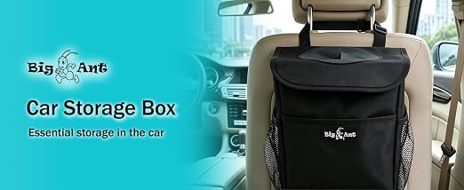 Big Ant Car Trash Can with Odor-Trapping Lid & 100% Leakproof Liner, Multipurpose Hanging Organizer for SUV & Truck, Keep Vehicles Clean on Family Road Trips