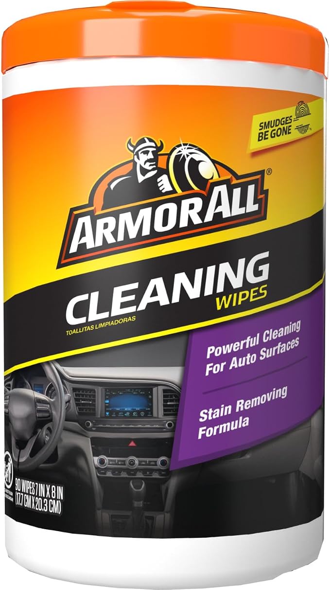 Armor All Car Cleaning Wipes, 90 Count Canister, Car Wipes | Lint-free car dashboard cleaner for dashboards, vinyl, clear plastics, carpet and fabric; not for glass or leather